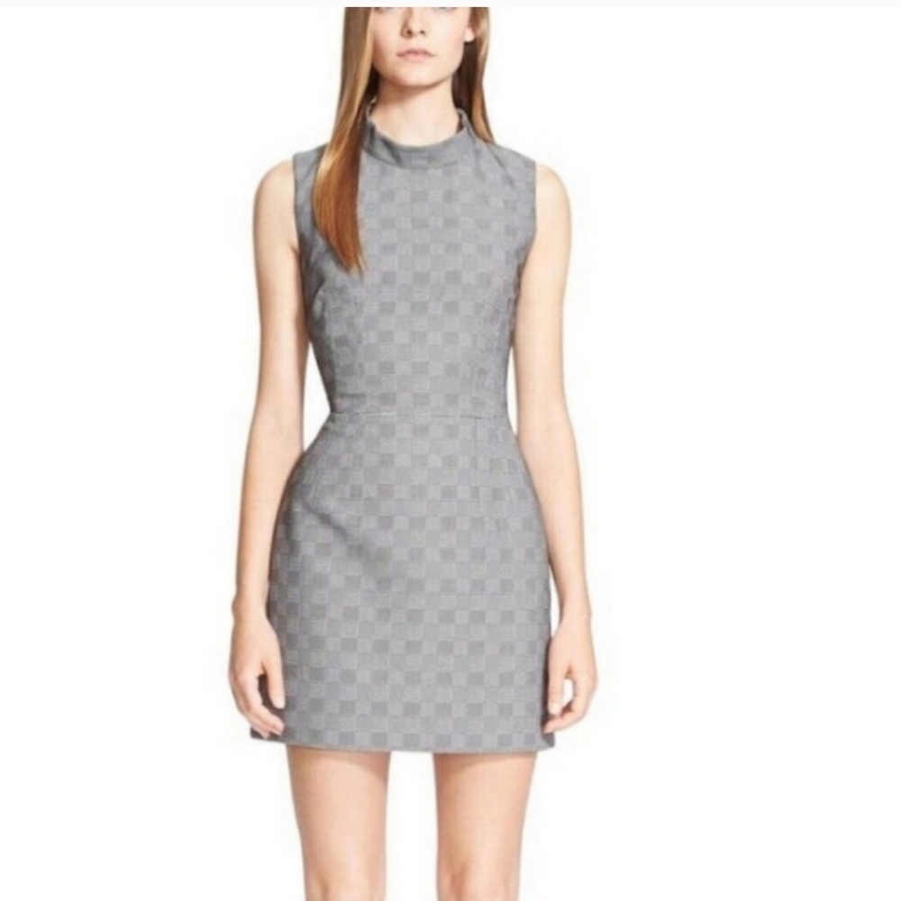 Perfect ALEXANDER MCQUEEN Grey Herringbone Jacquard Shift Dress IT40 US4 S $1850